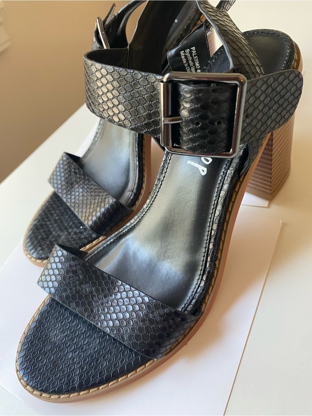 Lulus Black Textured Slingback Block Heels